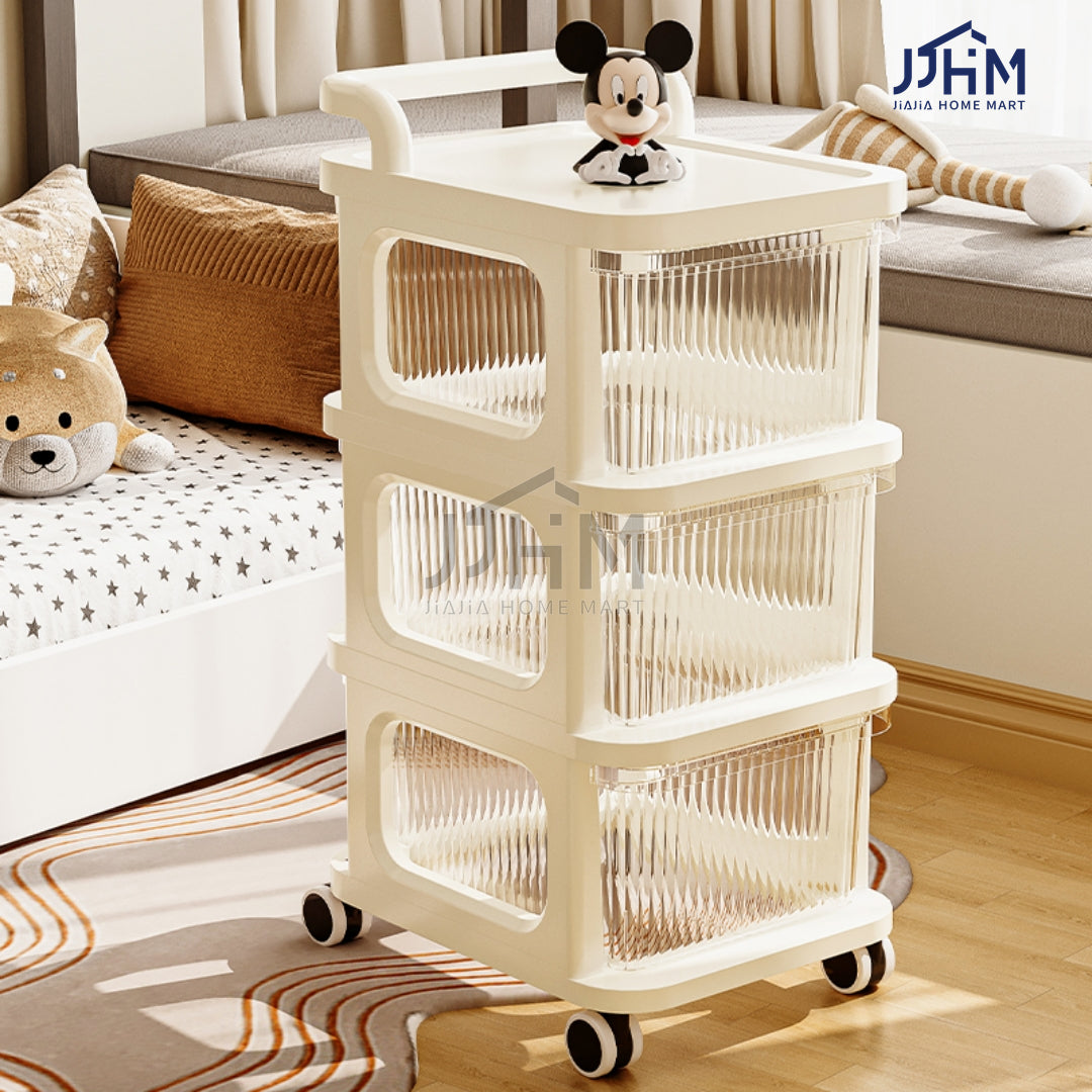 Infant toddler baby Nursery Storage trolley cart snacks rack