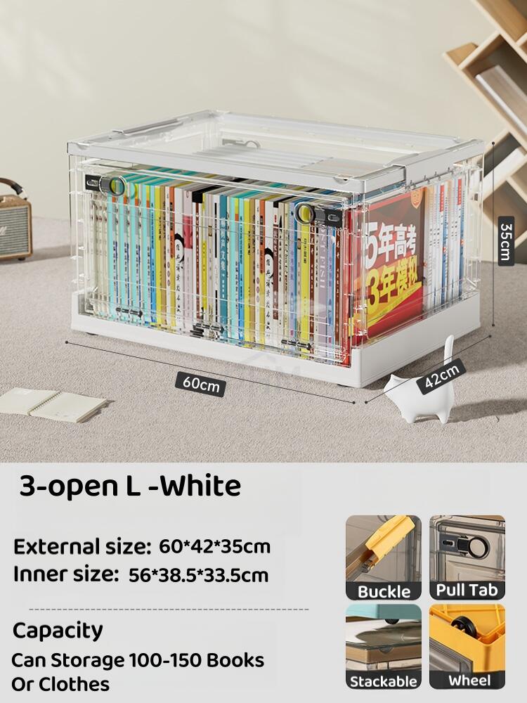 Transparent Storage Box With Wheels/Desktop Book Organizer Storage Basket /Desk Organizer Box Book Storage Book Shelf Skincare Organiser Makeup Organizer Stationery student picture book