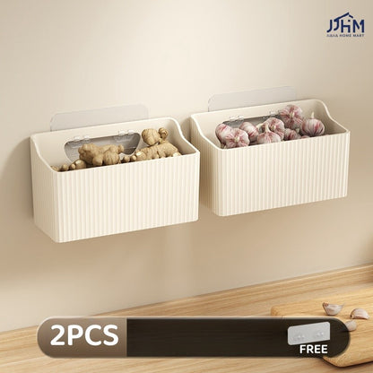 Ginger Onion Garlic Storage Basket Kitchen Wall Mounted Basket Organizer Refrigerator Side Door Storage Box Hanging