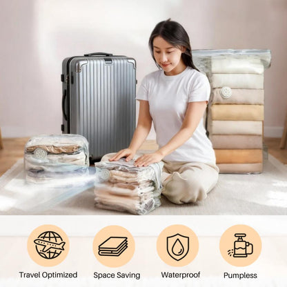 <Pumpless> Vacuum Bag Compression Bag No Need Pump Reusable Travel Clothes Storage Bag Seal Bags