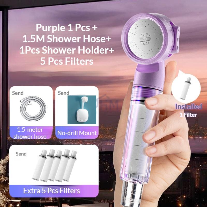 [SG Ready Stock] Portable Filter Shower Head 3 Modes High Pressure Water Saving Shower Cartridges Travel Shower Head