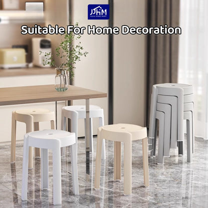 【SG Seller】4PCS Thicken Stackable Plastic Stool Chair Dining Chair Set of Living Room Round Stool Kitchen Stool Multi-Colour Options Sturdy Dining Table Stools