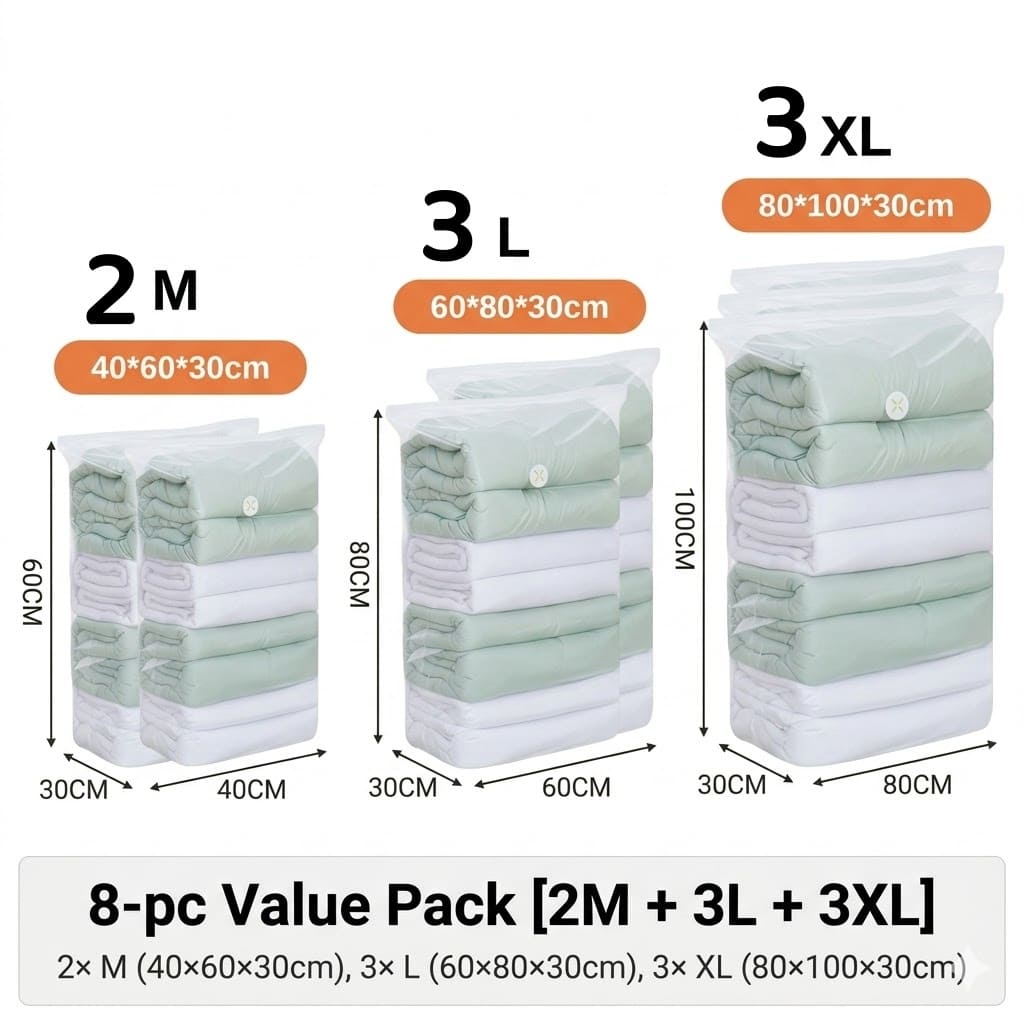 <Pumpless> Vacuum Bag Compression Bag No Need Pump Reusable Travel Clothes Storage Bag Seal Bags