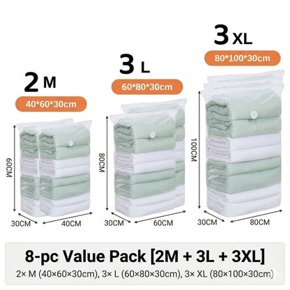 <Pumpless> Vacuum Bag Compression Bag No Need Pump Reusable Travel Clothes Storage Bag Seal Bags