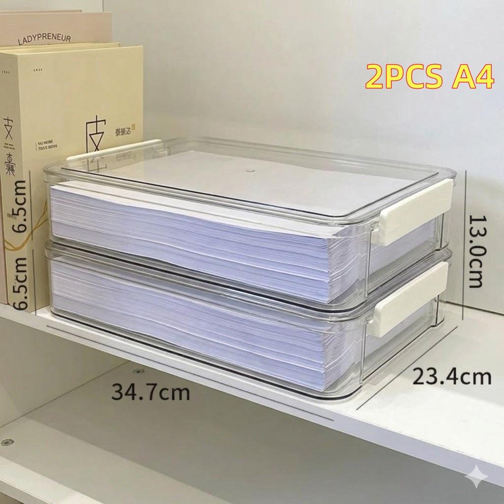 <Buy 3 Get 1 Free> A4 Acrylic Document Storage Tray Storage Box Transparent File Organizer Desktop Organization