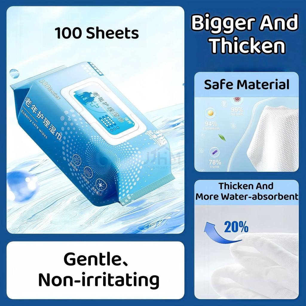 [SG NDD]100PCS Adult Wet Wipes Big XL Large Size for Bedridden Care/pregnant Women Fragrance Free Alcohol-free