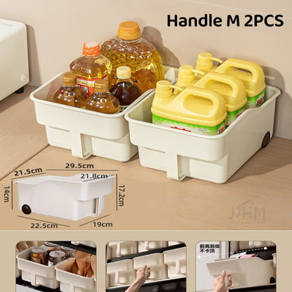 [BUY 3 FREE 1]Japanese kitchen storage box sundries cabinet organize pots and pans seasonings pot lid rack sink basket with rollers