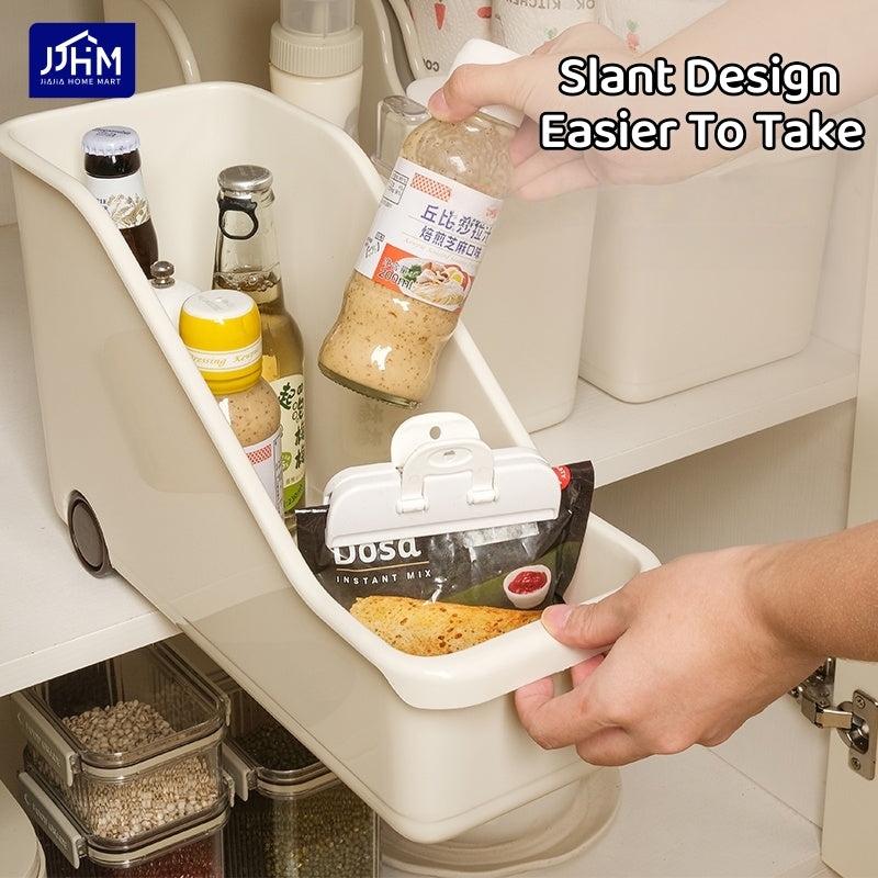 [BUY 3 FREE 1]Japanese kitchen storage box sundries cabinet organize pots and pans seasonings pot lid rack sink basket with rollers