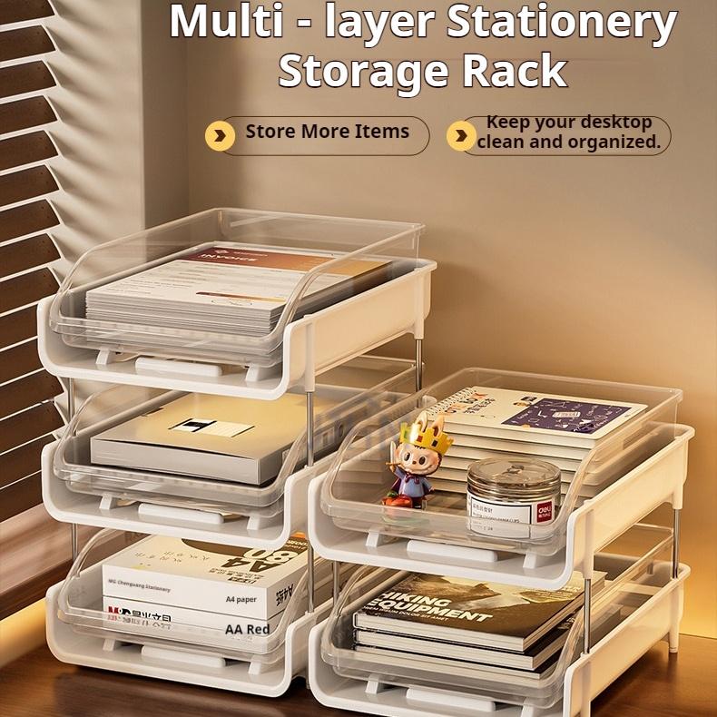 SG Stock A4 Stackable Document Tray Desk Document Tray File Organiser Office Supplies Stationery Storage