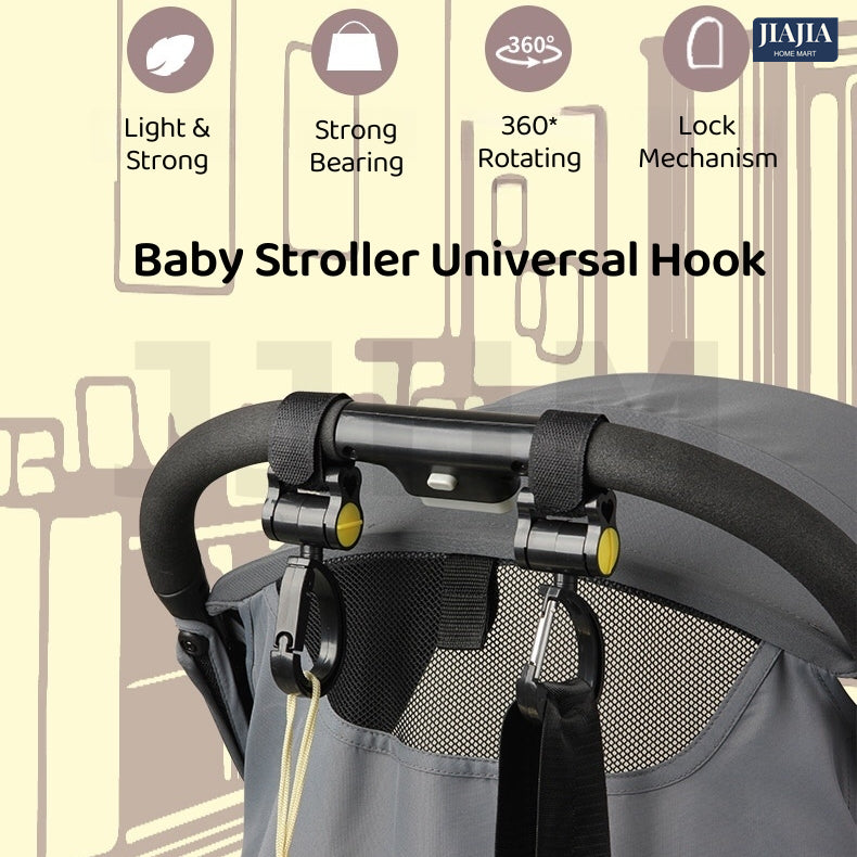 [SG] Baby Stroller Hook Velcro Strap / Multi Purpose Carabiner Hook/ Strong Load / Travel Camping Car Bicycle Hook