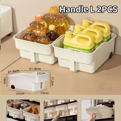 [BUY 3 FREE 1]Japanese kitchen storage box sundries cabinet organize pots and pans seasonings pot lid rack sink basket with rollers
