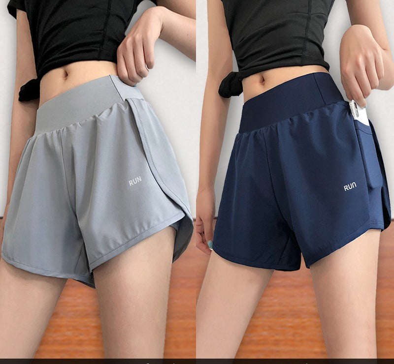 Women's Sports Shorts Quick-Drying Anti-Exposure Loose Large Size Casual Yoga Pants Running Breathable Fitness Pants High Waist Summer