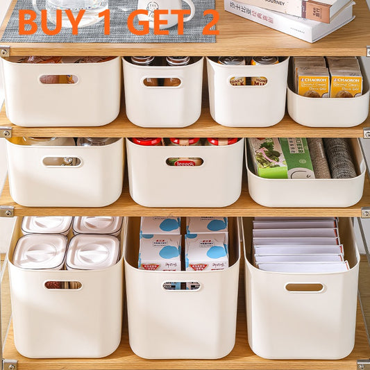 Ready Stock Stackable Storage Box Dustproof With Lid Makeup Toys Home Cabinet Organizer Kitchen Sorting Container