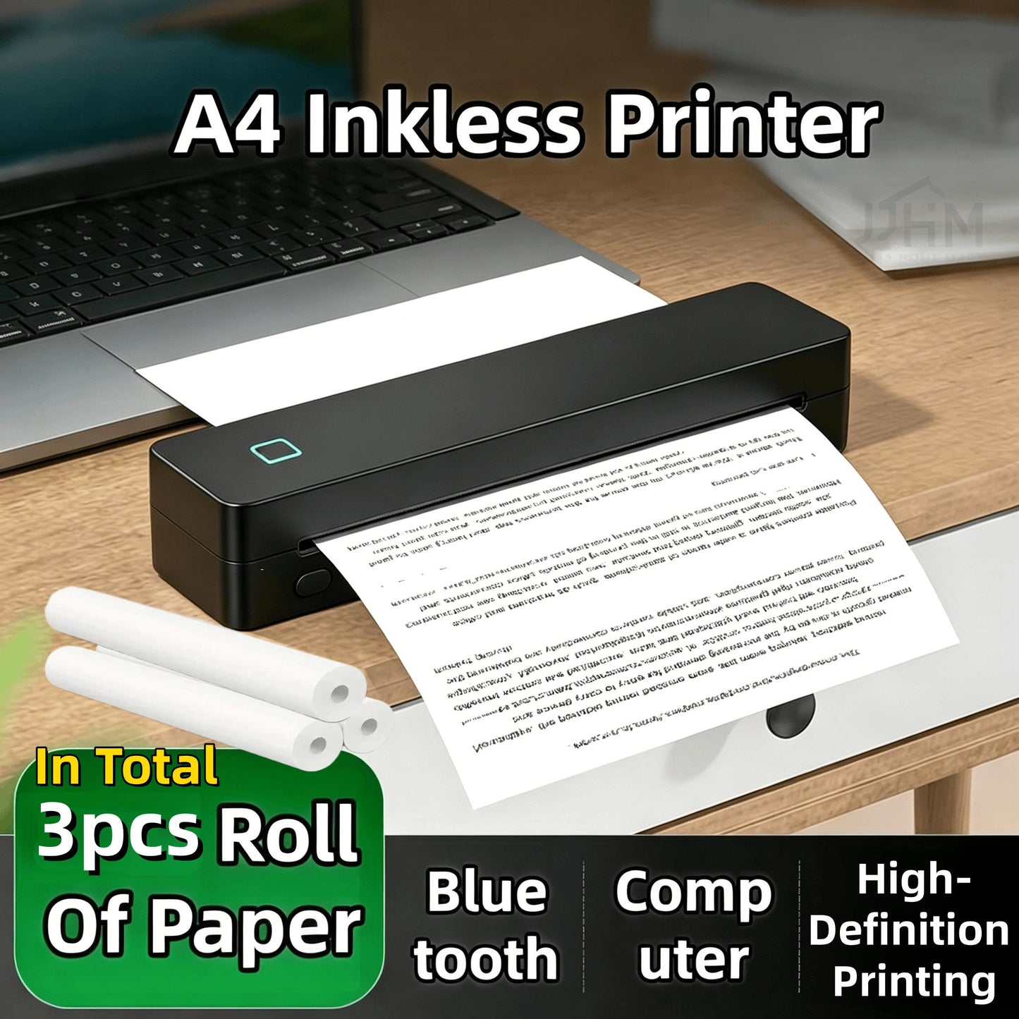 【Support A4 Size】Portable A4 Thermal Printer,DPI Wireless Bluetooth Thermal Printer,Compatible With A5/B5/Letter