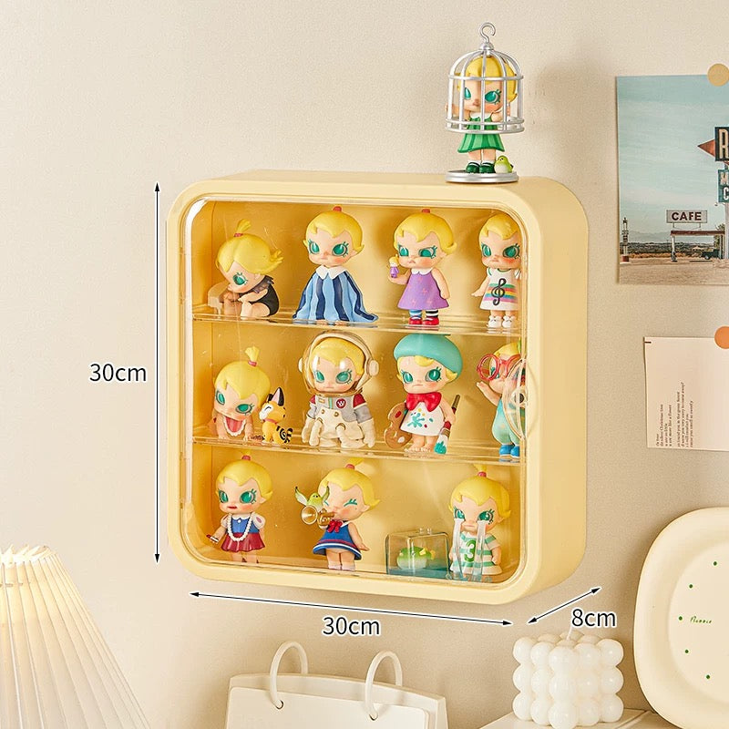 Doll Toy Display Storage Box Wall-Mounted Magnetic Transparent Dustproof Cabinet Organizer Display Case