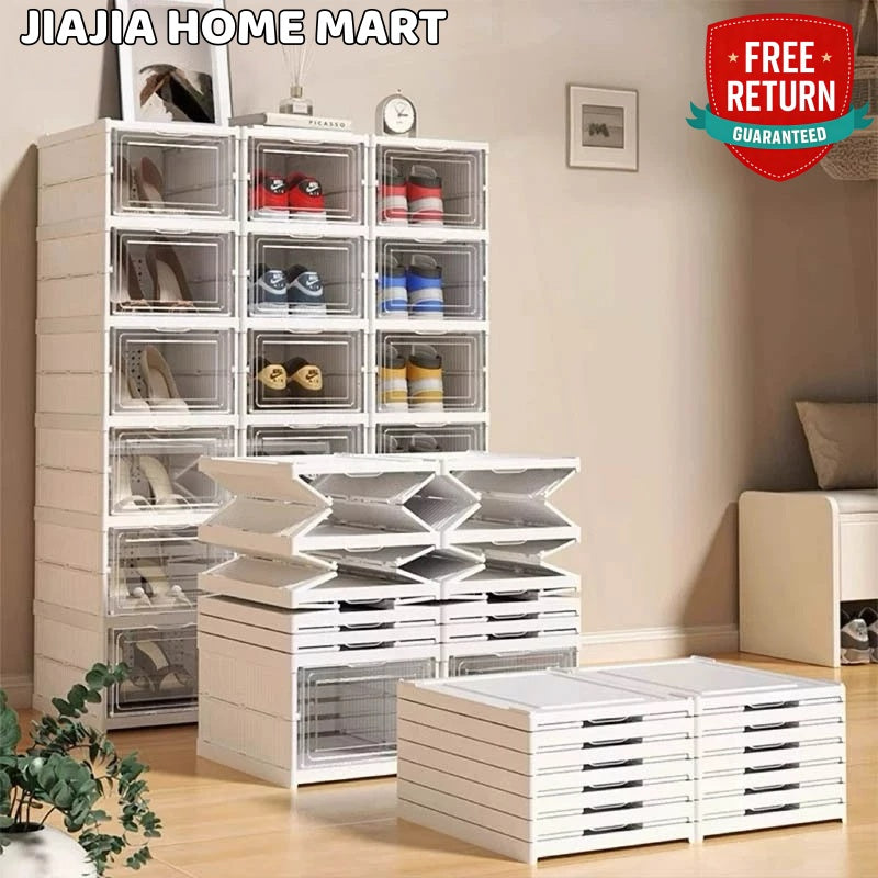 3/6/9 Layers Foldable Shoe Box Transparent Shoe Cabinet Stackable Shoe Storage Box Home Shoe Rack Cabinet