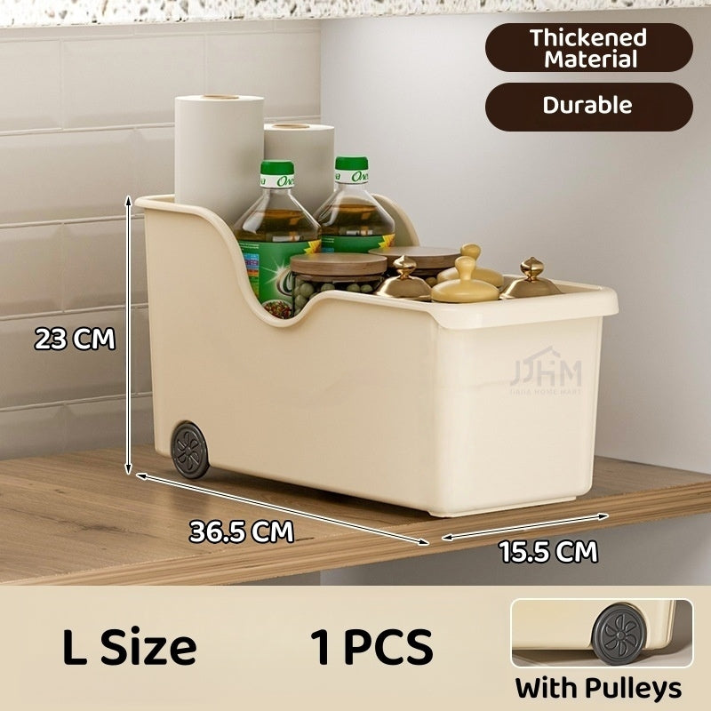 [BUY 3 FREE 1]Japanese kitchen storage box sundries cabinet organize pots and pans seasonings pot lid rack sink basket with rollers