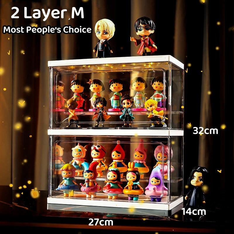 Doll Toy Display Storage Box Wall-Mounted Magnetic Transparent Dustproof Cabinet Organizer Display Case