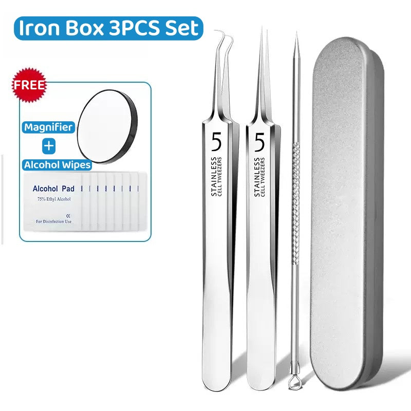 【SG NDD】 Acne Removing Needle Cover Blackhead Removing Tweezers Clip Blackhead Removal Tool Kit,PrecisionTweezers and Pimple Needles for AcneIngrown Hairs, and Skin Care