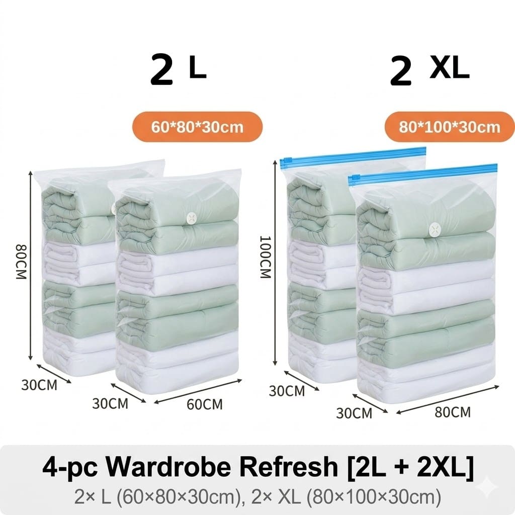 <Pumpless> Vacuum Bag Compression Bag No Need Pump Reusable Travel Clothes Storage Bag Seal Bags