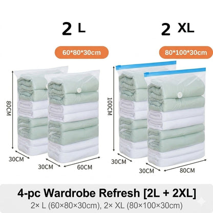 <Pumpless> Vacuum Bag Compression Bag No Need Pump Reusable Travel Clothes Storage Bag Seal Bags