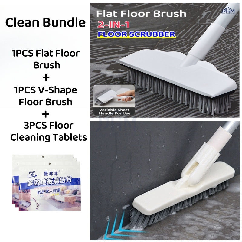 Flat Floor Brush Hard Bristle Bathroom Long Handle Cleaning Floor Carpet Toilet Brush, Floor Brush Scraper No Dead Corner