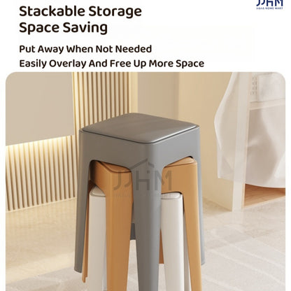 【SG Seller】4PCS Upgrade Sofa Base Stackable Plastic Stool Chair Dining Chair Set of Living Room Round Stool Kitchen Stool Multi-Colour Options