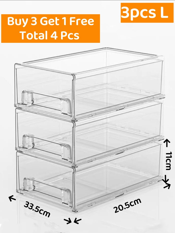 <Buy 3 Free 1> Stackable Transparent Acrylic Drawer Organizer Storage Box