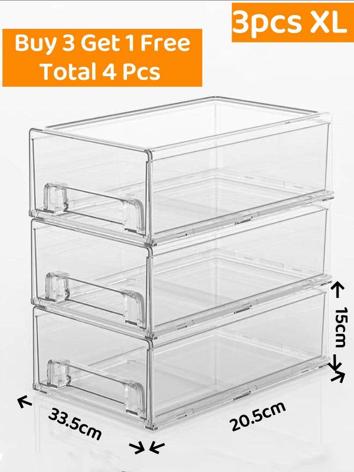 <Buy 3 Free 1> Stackable Transparent Acrylic Drawer Organizer Storage Box
