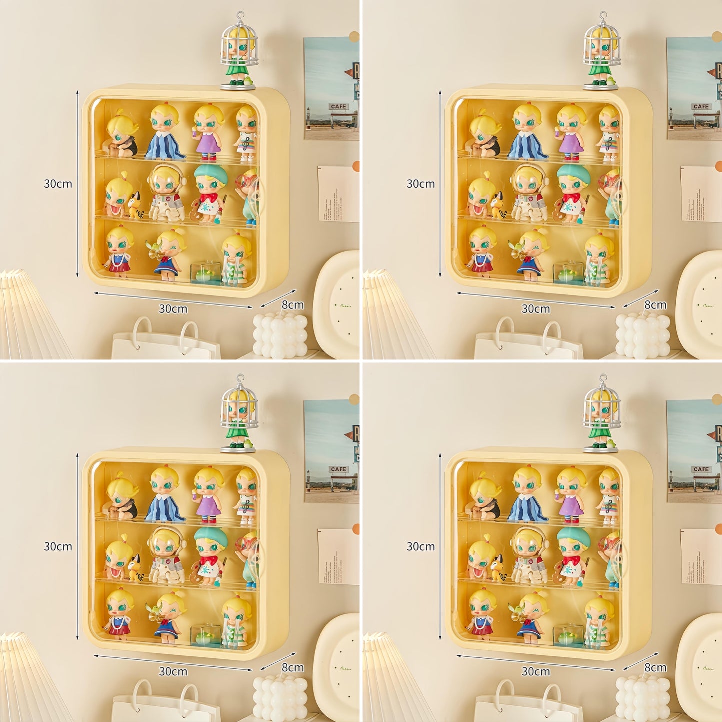 Doll Toy Display Storage Box Wall-Mounted Magnetic Transparent Dustproof Cabinet Organizer Display Case