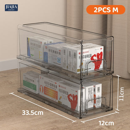 <Buy 3 Free 1> Premium Acrylic Medicine box family drawer type large capacity multi-layerem ergency First Aid Box Kit Japanese house