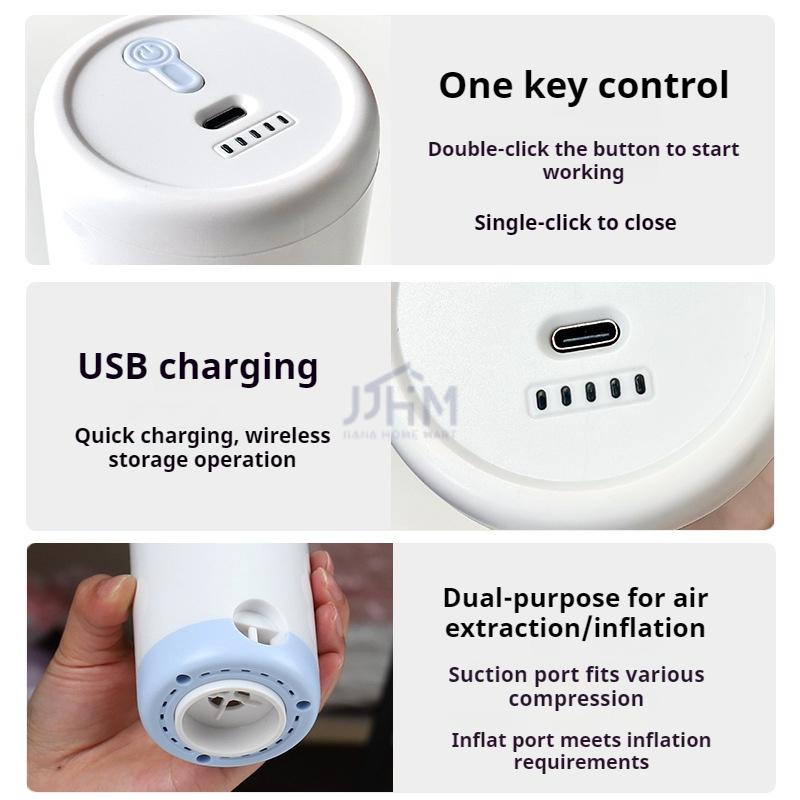 <Wireless> Chargeable Portable Electric Pump Vacuum Storage Bag vacuum sealer bag Travel Vacuum Bag compress Mini Storage Bag Vacuum Bag Pump