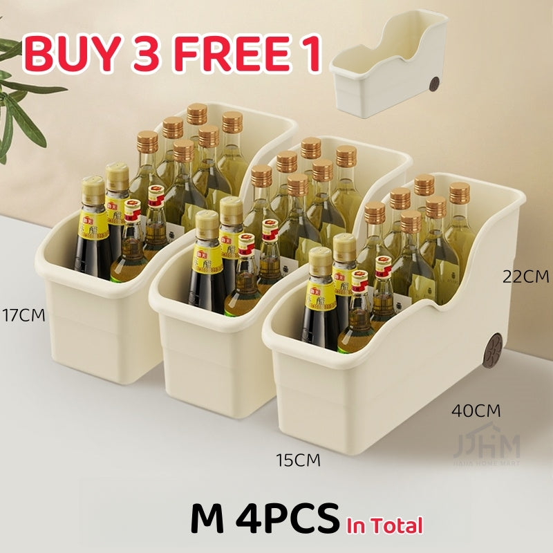 [BUY 3 FREE 1]Japanese kitchen storage box sundries cabinet organize pots and pans seasonings pot lid rack sink basket with rollers