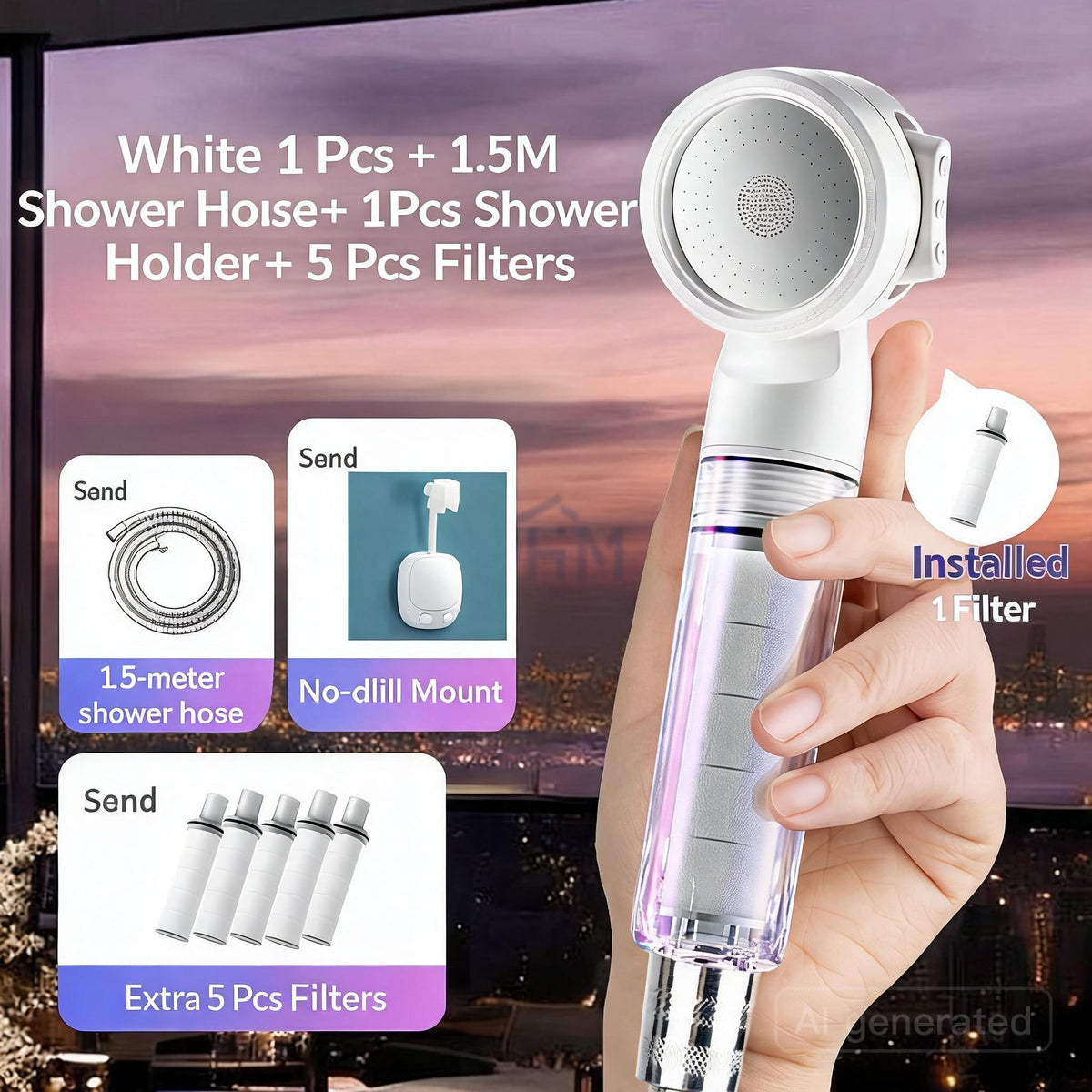 [SG Ready Stock] Portable Filter Shower Head 3 Modes High Pressure Water Saving Shower Cartridges Travel Shower Head