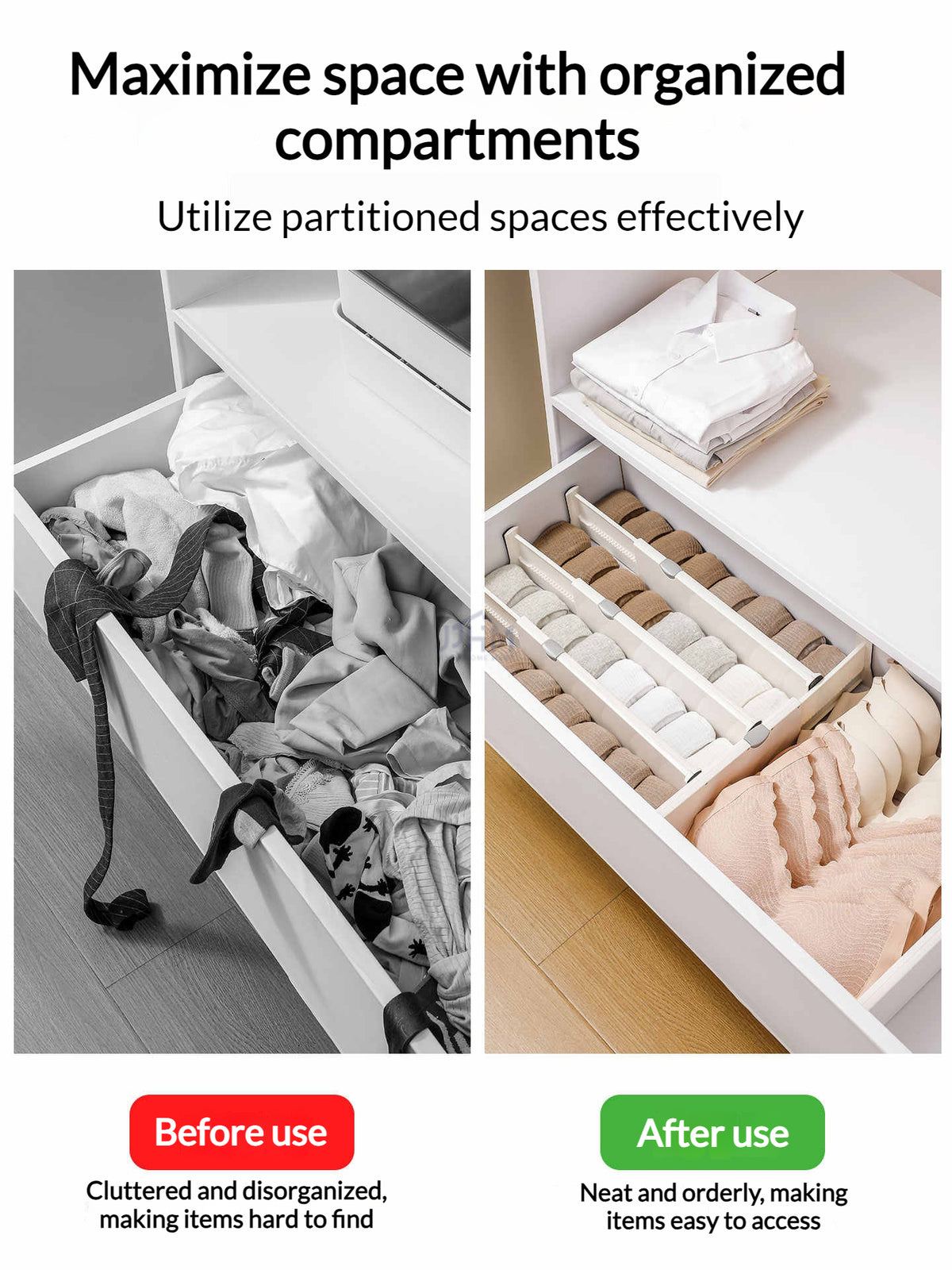 Expandable Drawer Divider Adjustable Kitchen Drawer Organizer DIY Storage Box Separator Wardrobe Closet Partition Board
