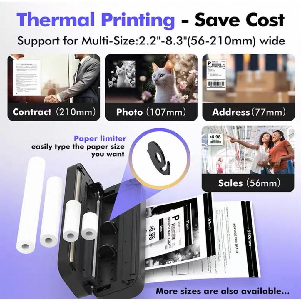 【Support A4 Size】Portable A4 Thermal Printer,DPI Wireless Bluetooth Thermal Printer,Compatible With A5/B5/Letter