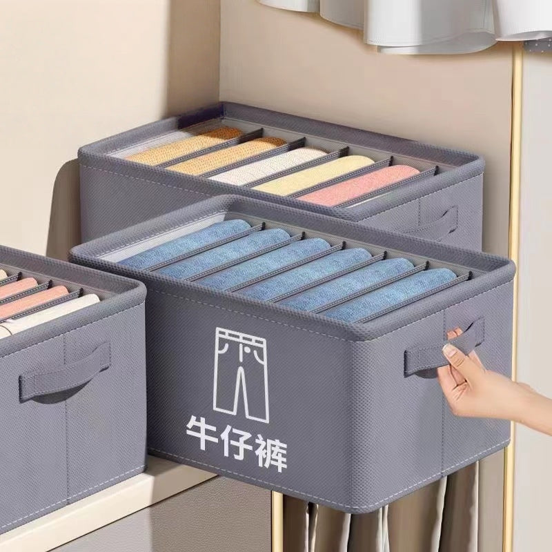 <Buy 4 Free 1> No-Flimsy Fabric Foldable 6/7/9 Grids Clothes Organizer Mesh Jeans Pant Storage Organizer Compartment