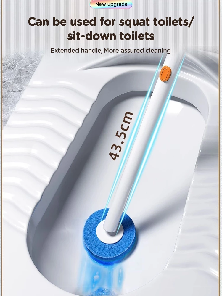 Disposable Toilet Brush Set Wall-Mounted Full Coverage 360°Clean Quick-Release Head SwapComes with bracket and interchangeable head