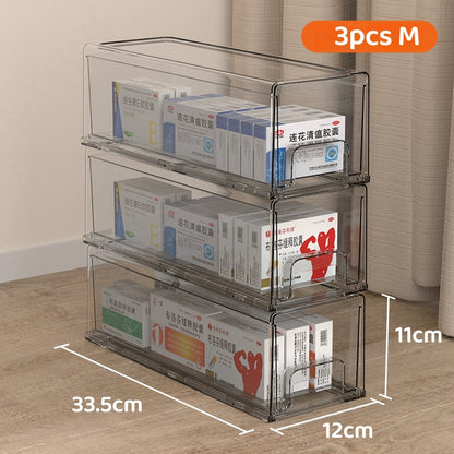<Buy 3 Free 1> Premium Acrylic Medicine box family drawer type large capacity multi-layerem ergency First Aid Box Kit Japanese house