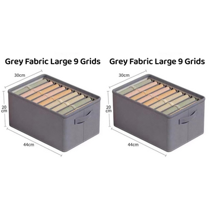 <Buy 4 Free 1> No-Flimsy Fabric Foldable 6/7/9 Grids Clothes Organizer Mesh Jeans Pant Storage Organizer Compartment
