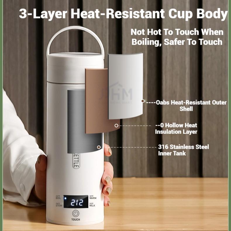 SG Local[upgrade 316] - 500 ml  Portable electric kettle Keep Warm Smart Water Kettle Dispenser Travel Mini Instant Heat Water Portable Desktop Water Dispenser Thermoregulation Smart Kettle