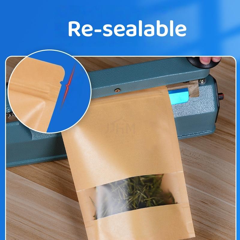 SG Kraft Window Bag | Matte Food Grade Zipper Pouch | Resealable Food Pouch | Ziplock | Party Gift Kraft Zipper Bag for Food | Food Storage Bag | Reusable Bag | Zip Bag