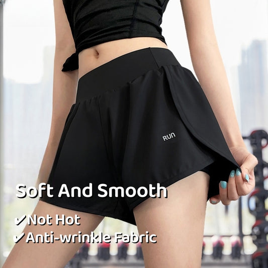 Women's Sports Shorts Quick-Drying Anti-Exposure Loose Large Size Casual Yoga Pants Running Breathable Fitness Pants High Waist Summer