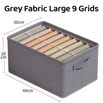 <Buy 4 Free 1> No-Flimsy Fabric Foldable 6/7/9 Grids Clothes Organizer Mesh Jeans Pant Storage Organizer Compartment