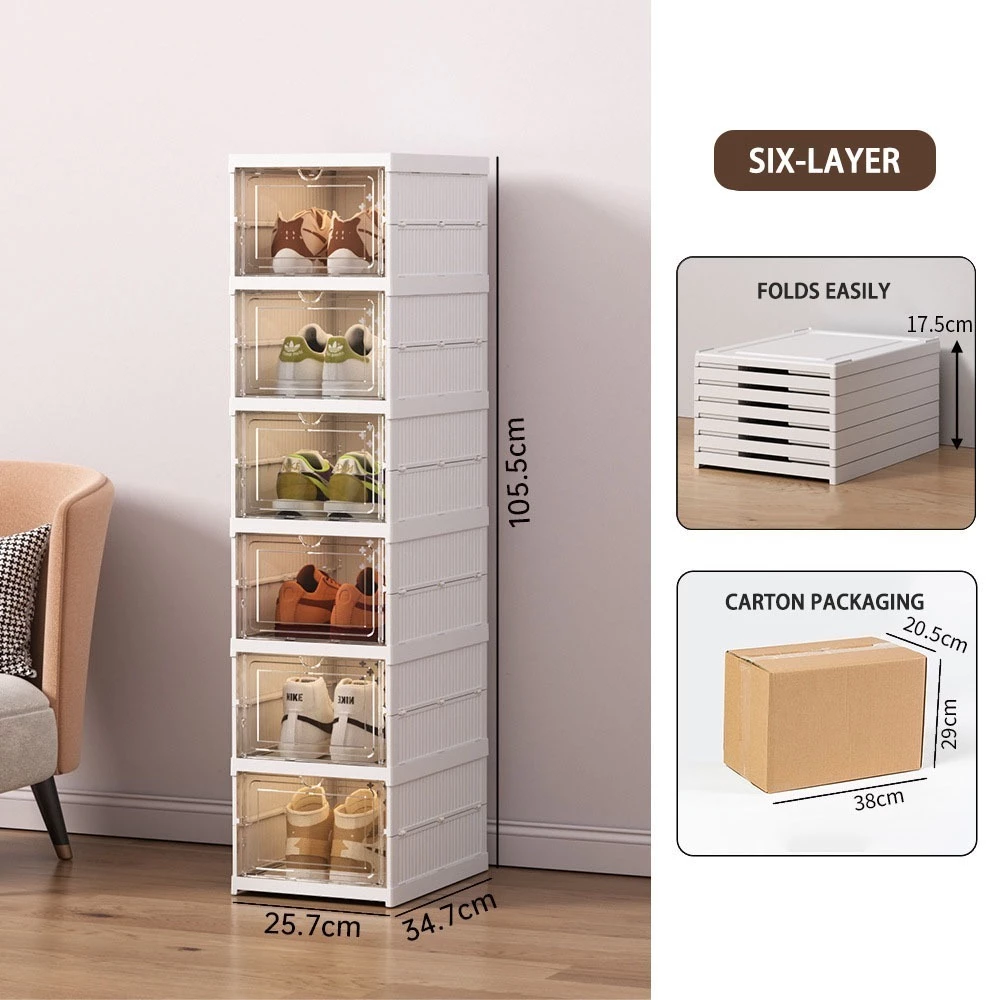 3/6/9 Layers Foldable Shoe Box Transparent Shoe Cabinet Stackable Shoe Storage Box Home Shoe Rack Cabinet