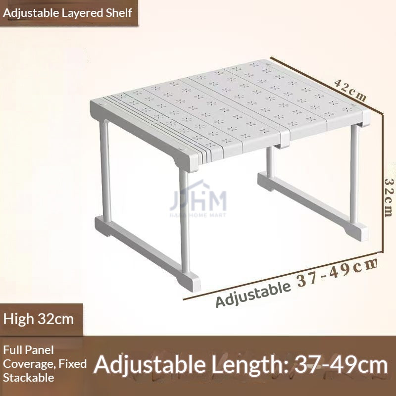 SG Next Day Delivery Adjustable Wardrobe Organizer  Stackable PP Shelf  Space-Saving Closet Divider Storage
