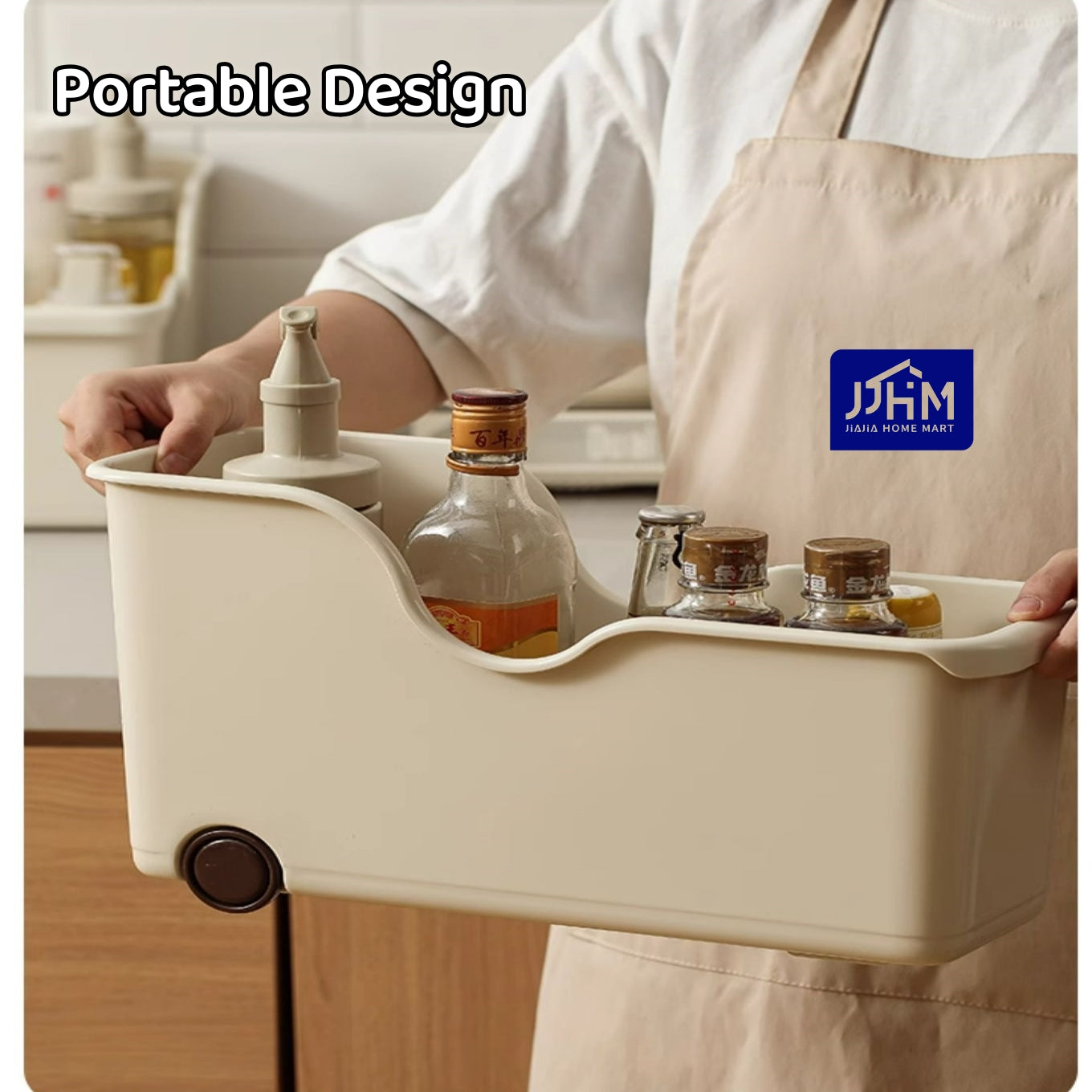 [BUY 3 FREE 1]Japanese kitchen storage box sundries cabinet organize pots and pans seasonings pot lid rack sink basket with rollers