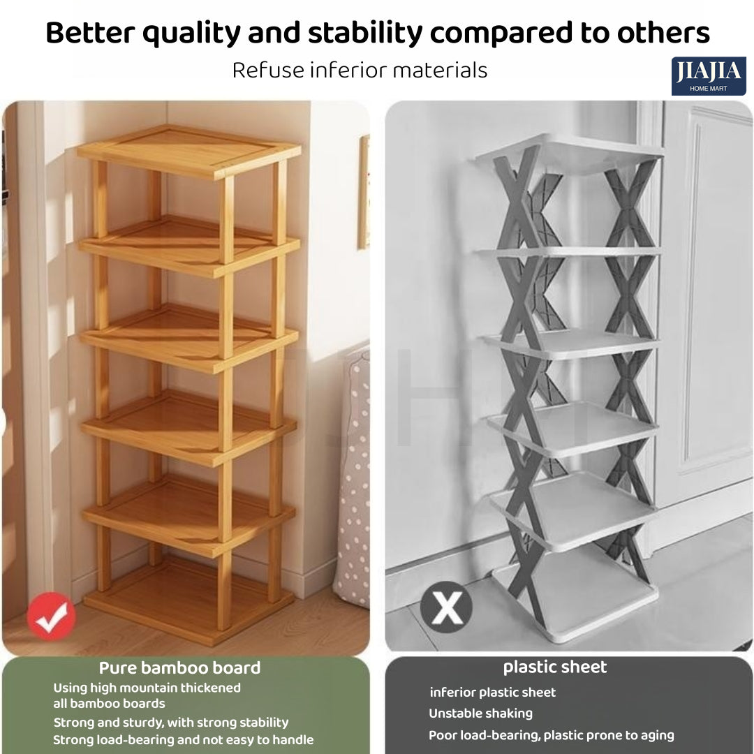 DIY Stackable Shoe Rack Multi-Layer Storage Free Combination Outdoor Bamboo Wooden Cabinet Organizer Storag Shelf