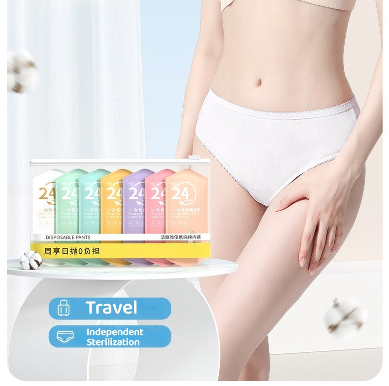 SG 5/10/20pcs Disposable Panties Ladies Sterile Ladies Sterile  Shorts Portable Pregnant Women Postpartum Women Disposable Panties Ladies Disposable Underwear Seamless Cotton Travel Plus Size Maternity Confinemen Women Disposable Panties Ladies