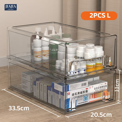 <Buy 3 Free 1> Premium Acrylic Medicine box family drawer type large capacity multi-layerem ergency First Aid Box Kit Japanese house